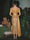 Sequins Mermaid Off Shoulder Cocktail Dresses with Draped Side Sash