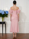 Organza A-Line Off Shoulder Cocktail Dresses with Ruffles