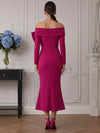 Jersey Mermaid Off Shoulder Cocktail Dresses with Oversized Bow