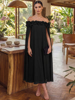 Chiffon A-Line Off Shoulder Cocktail Dresses with 3D Flowers