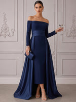 Jersey A-Line Off Shoulder Cocktail Dresses with Wraps