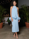 Jersey A-Line High Neck Cocktail Dresses with 3D Flowers