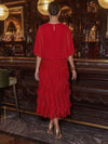 Chiffon A-Line Crew Neck Cocktail Dresses with Cape