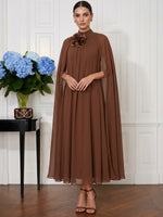 Chiffon A-Line High Neck Cocktail Dresses with Cape