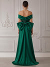 Sequins Mermaid Off Shoulder Cocktail Dresses with Oversized Bow