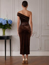 Velvet Mermaid One Shoulder Cocktail Dresses with Sequins
