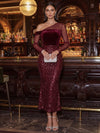 Sequins Mermaid One Shoulder Cocktail Dresses with Velvet Bodice