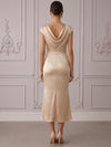 Satin Mermaid Cowl Neck Cocktail Dresses with Draped Side Sash