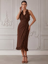 Chiffon Mermaid Halter Cocktail Dresses with Ruffles