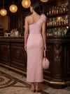 Chiffon Mermaid One Shoulder Cocktail Dresses with Feathers