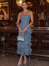 Tulle Sheath Strapless Cocktail Dresses with Tiered Ruffles