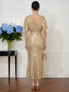Sequins Sheath V Neck Cocktail Dresses with Pleated