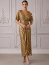 Sequins Sheath V Neck Cocktail Dresses with Pleated