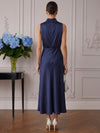 Satin A-Line High Neck Cocktail Dresses with Cowl Draped