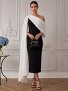 Jersey Sheath One Shoulder Cocktail Dresses with Draped Side Sash
