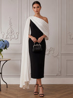Jersey Sheath One Shoulder Cocktail Dresses with Draped Side Sash