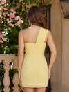 Chiffon Bodycon One Shoulder Pleated Homecoming Dresses