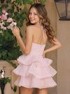 Organza A-Line Halter Tiered Homecoming Dresses