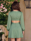 Satin A-Line V Neck Homecoming Dresses with Keyhole