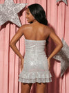 Sequin Bodycon Strapless Tiered Homecoming Dresses