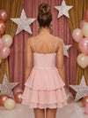 Chiffon A-Line Spaghetti Straps Homecoming Dresses with Rhinestone