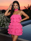 Chiffon Sheath Strapless Homecoming Tent/ Trapeze /Tube Dresses with Scarf