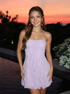Chiffon Sheath Strapless Homecoming Dresses with Ruffles