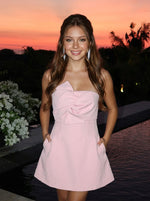 Jersey A-Line Strapless Pleated Homecoming Dresses