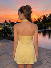 Satin Sheath Halter Homecoming Dresses with Keyhole