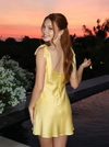 Satin A-Line V Neck Homecoming Dresses with Bow