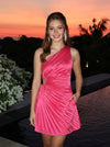 Chiffon A-Line One Shoulder Delicate Pleated Homecoming Dresses