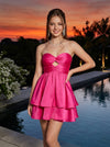 Satin A-Line Strapless Homecoming Dresses with Keyhole