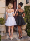 Organza A-Line Off Shoulder Homecoming Dresses with Sequin Embroidery