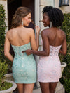 Sequin Bodycon Strapless Homecoming Dresses with Sequin Embroidery
