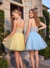 Tulle A-Line Strapless Beaded Homecoming Dresses