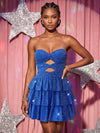 Sequin A-Line Strapless Homecoming Dresses with Keyhole