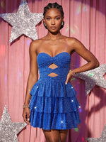 Sequin A-Line Strapless Homecoming Dresses with Keyhole