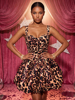 Chiffon Ball Gown Sweetheart Homecoming Dresses with Leopard Print