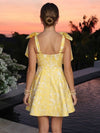 Jacquard A-Line V Neck Homecoming Dresses with Bow