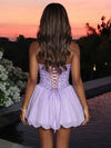 Sequin Ball Gown Strapless Homecoming Dresses with Corset Bodice