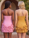 Jersey Bodycon Strapless Homecoming Dresses with 3D Flowers