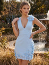 Jersey Bodycon V Neck Homecoming Dresses with 3D Flowers
