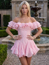 Chiffon A-Line Off Shoulder Homecoming Dresses with Ruffles