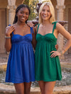 Satin A-Line Spaghetti Straps Homecoming Dresses with Bow