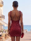 Sequin Bodycon Spaghetti Straps Homecoming Dresses with Bow