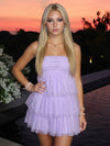Tulle A-Line Strapless Homecoming Dresses with Tiered