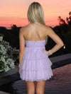 Tulle A-Line Strapless Homecoming Dresses with Tiered
