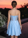 Satin A-Line Strapless Homecoming Dresses with Corset Bodice