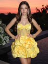 Satin Ball Gown Strapless Homecoming Dresses with Corset Bodice