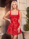 Tulle A-Line Square Neck Homecoming Dresses with 3D Flowers